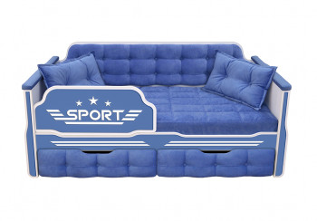 Кровать 180 серии Спорт 2 ящика 85 Синий (подушки) в Купино - kupino.mebel54.com | фото