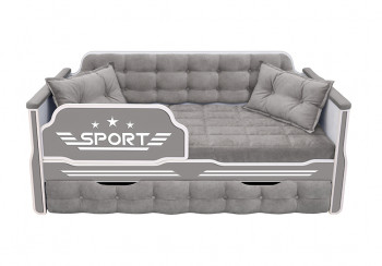 Кровать 190 серии Спорт 1 ящик 45 Серый (подушки) в Купино - kupino.mebel54.com | фото