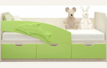 Кровать детская 1,6м Дельфин (Салатовый металлик) в Купино - kupino.mebel54.com | фото