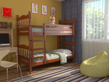 Кровать двухъярусная Соня из массива сосны 800*1890 Орех в Купино - kupino.mebel54.com | фото