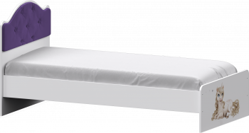 Кровать Каспер с мягкой спинкой и фотопечатью (800х1900)Белый/Фиолетовый в Купино - kupino.mebel54.com | фото