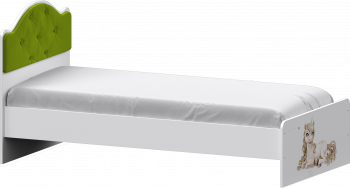 Кровать Каспер с мягкой спинкой и фотопечатью (800х1900)Белый/Лайм в Купино - kupino.mebel54.com | фото