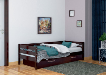 Кровать одинарная ГЛОРИЯ из массива сосны  900*2000 (Орех Тёмный) в Купино - kupino.mebel54.com | фото