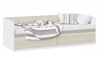Кровать «Сканди» с 2 ящиками Дуб Гарден/Белый/Глиняный серый в Купино - kupino.mebel54.com | фото