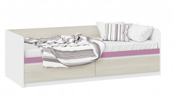Кровать «Сканди» с 2 ящиками Дуб Гарден/Белый/Лиловый в Купино - kupino.mebel54.com | фото