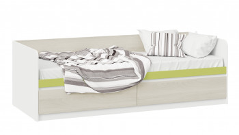Кровать «Сканди» с 2 ящиками Дуб Гарден/Белый/Зеленый в Купино - kupino.mebel54.com | фото