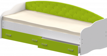 Кровать Софа-7 с мягкой спинкой (800х1900) Белый/Лайм в Купино - kupino.mebel54.com | фото