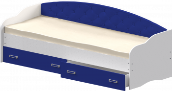 Кровать Софа-7 с мягкой спинкой (800х2000) Белый/Синий в Купино - kupino.mebel54.com | фото