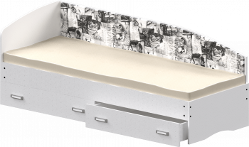 Кровать Софа-9 с мягкой спинкой с рисунком Милана (900х1900) Белый в Купино - kupino.mebel54.com | фото