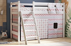 Кровать Соня вариант 6 полувысокая с наклонной лестницей Белый полупрозрачный в Купино - kupino.mebel54.com | фото