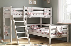 Кровать Соня вариант 8 угловая с наклонной лестницей Белый полупрозрачный в Купино - kupino.mebel54.com | фото
