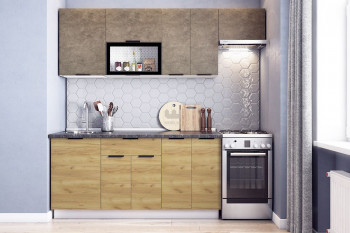 Кухонный гарнитур Стоун 2.2 (белый/камень темно-серый/акация светлая) в Купино - kupino.mebel54.com | фото