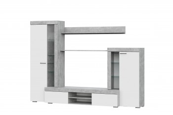 Мебель для гостиной МГС 5 Цемент светлый / Белый в Купино - kupino.mebel54.com | фото