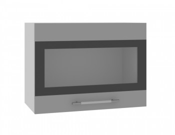 Норд ШВГС 600 Шкаф верхний горизонтальный со стеклом (Софт черный/корпус Белый) в Купино - kupino.mebel54.com | фото