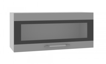 Норд ШВГС 800 Шкаф верхний горизонтальный со стеклом (Софт черный/корпус Белый) в Купино - kupino.mebel54.com | фото
