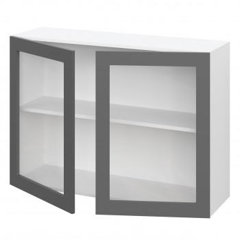 Норд ШВС 1000 Шкаф верхний со стеклом (Софт черный/корпус Белый) в Купино - kupino.mebel54.com | фото