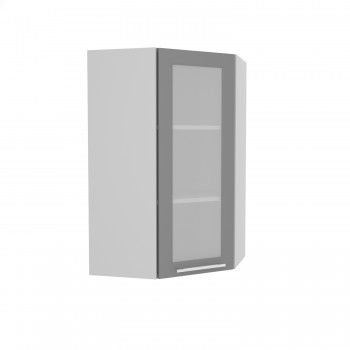 Норд ШВУС 600Н Шкаф верхний угловой (премьер) высокий (Софт черный/корпус Белый) в Купино - kupino.mebel54.com | фото