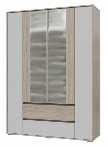 Шкаф 4-х дверный с ящиками Мальта 1600 Дуб сонома/Рамух белый в Купино - kupino.mebel54.com | фото