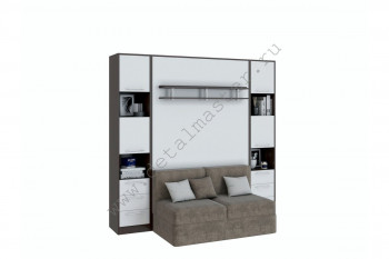 Шкаф-кровать с диваном БЕЛА с полкой ножкой в Купино - kupino.mebel54.com | фото