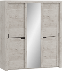 Шкаф трехдверный Соренто с раздвижными дверями Дуб бонифаций/Кофе структурный матовый в Купино - kupino.mebel54.com | фото