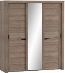 Шкаф трехдверный Соренто с раздвижными дверями Дуб стирлинг/Кофе структурный матовый в Купино - kupino.mebel54.com | фото