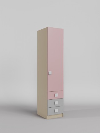 Шкаф угловой (секция с ящиками) Грэйси (Розовый/Серый/корпус Клен) в Купино - kupino.mebel54.com | фото